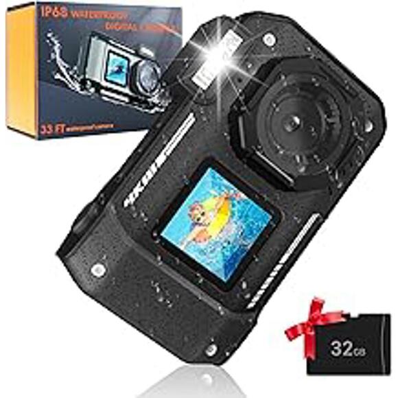 Omzer 48MP Waterproof Digital Camera - IP68 Waterproof 33FT Underwater Camera